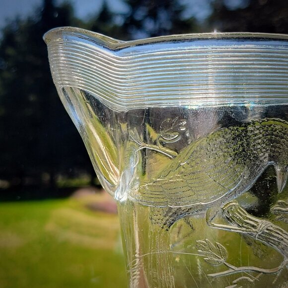 Antique EAPG Glass Creamer Cardinal Bird on Tree, Vintage Pressed Glass USA Made - Picture 4 of 12